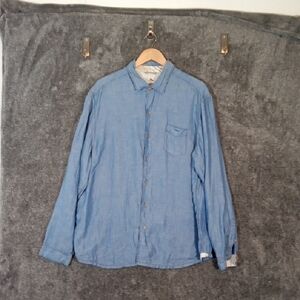 Tommy Bahama Relax Island Modern Fit Blue 100%linen Long Sleeve Mens Xl